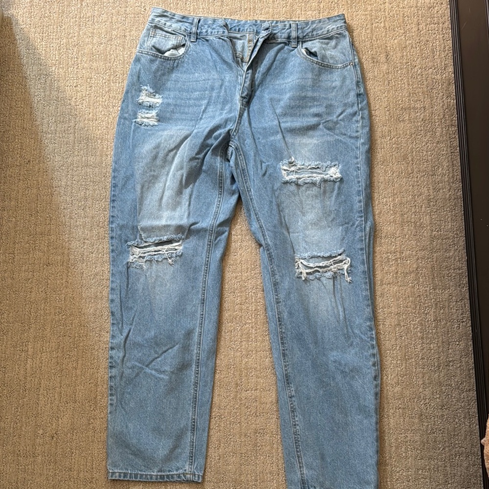 Distressed Blue Jeans